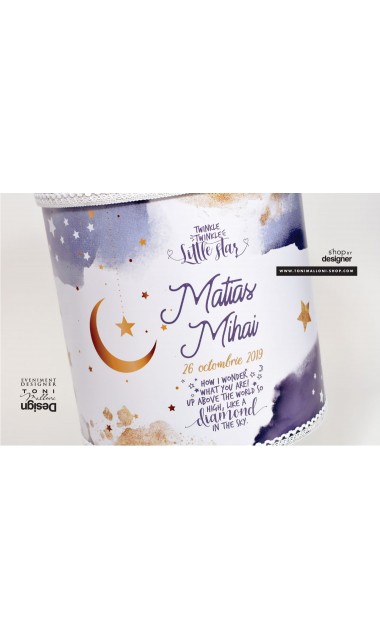 Trusou de botez pentru baieti cu praf de stele auriu, Twinkle Twinkle Little Star  36